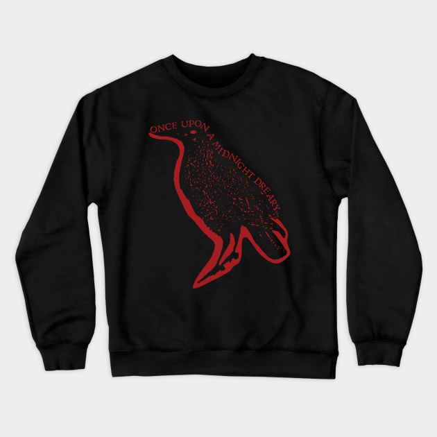 Midnight's Melancholy: Edgar Allan Poe's 'The Raven' Gothic Design Crewneck Sweatshirt by pelagio